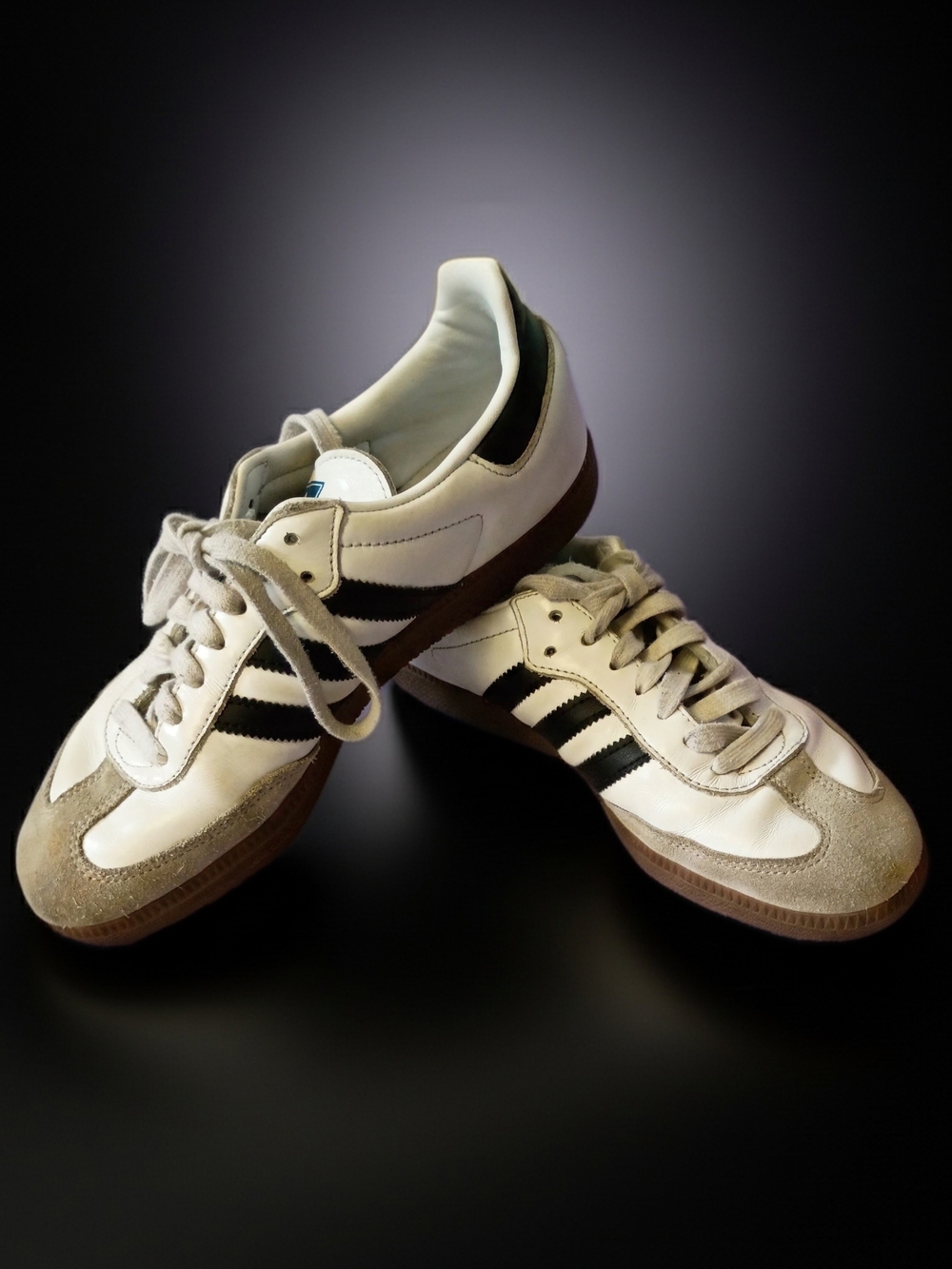 adidas Kids White Sneakers with Black Stripes and Gum Sole